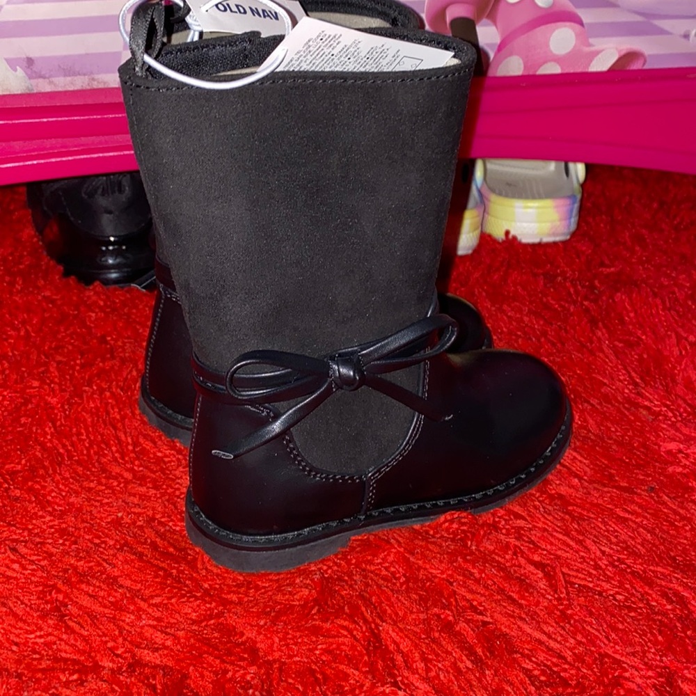 Faux-Suede/Faux-Leather Bow-Tie Boots for Toddler Girls